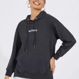 Styli Black Printed Hoodie-image-8