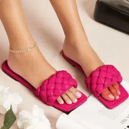 Shoetopia Kids Magenta Pink Casual Slides-image-48