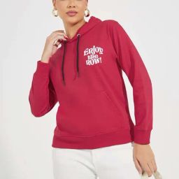 Styli Pink Printed Hoodie-image-74