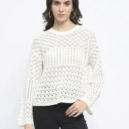 MADAME Off White Self Sweater-image-21