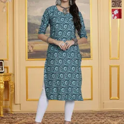 HERE&NOW Women Pack Of 3 Ethnic Motif Printed Round Neck Crepe Kurta-19