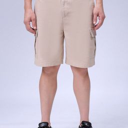 The Indian Garage Co Men Relaxed Fit Utility Pure Cotton Cargo Shorts-image-95