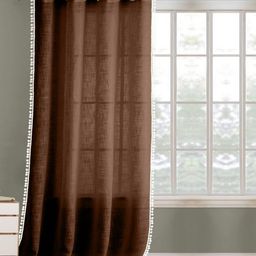 THE LINEN COMPANY Brown & White Sheer Window Curtain-image-59