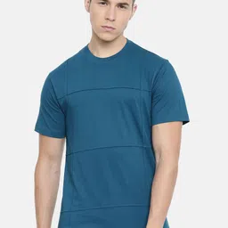 ARISE Men Teal Blue Solid Round Neck Pure Cotton T-shirt-image-96