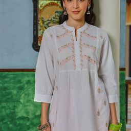 House of Chikankari Women Cotton Chikankari Solid Short Kurta-picture-54