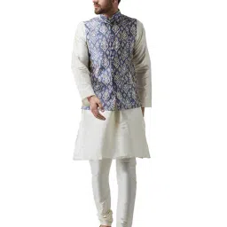 Sojanya Navy Printed Regular Fit Nehru Jacket-picture-23