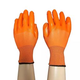 GENERIC Free Size Orange Color PVC Coated Hand Gloves for Industrial Usage; Pack of 3 pairs-25