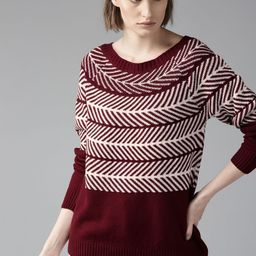 The Roadster Lifestyle Co Women Maroon & Off-White Self-Design Sweater-image-56
