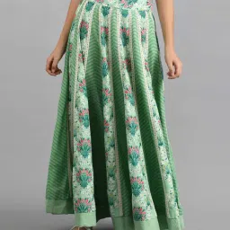 W Green Floral Print Lehenga Skirt-picture-23