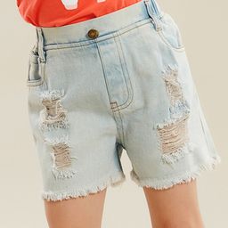 Kookie Kids Denim Mid Thigh Washed Short - Blue-image-67