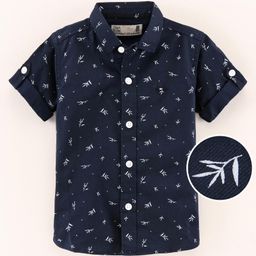 Jash Kids Cotton Woven Half Sleeves Shirt Printed - Navy Blue-image-56