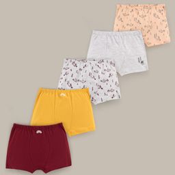 Doodle Poodle Cotton Boxers Solid and Car Print Pack Of 5 - Maroon Yellow Grey-image-39