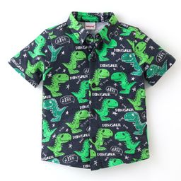 Babyhug 100% Cotton Knit Half Sleeves Shirt Dino Print - Navy Blue-image-26