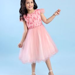 Mark & Mia Half Sleeve Party Dress with Floral Corsage - Pink-image-33