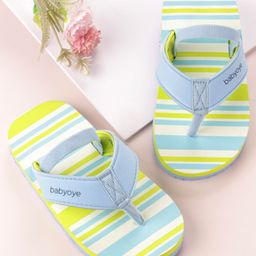 Babyoye Striped Flip Flops with Back Strap Closure Striped - Green-image-99