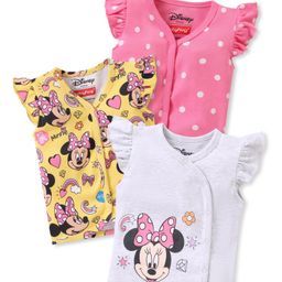 Babyhug Disney 100% Cotton Knit Frill Sleeves Jhablas  Minnie Mouse Graphics Pack of 3 - Multicolor-image-12
