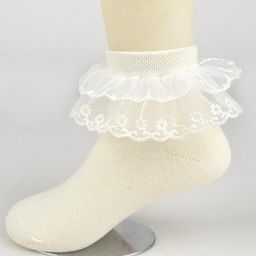 Kidofash Cotton Net & Floral Detailed Socks - Cream-image-71