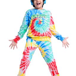Ollington St. 100% Cotton Knit Full Sleeves Tie & Dye Sweatshirt & Joggers Set- Multicolor-image-23