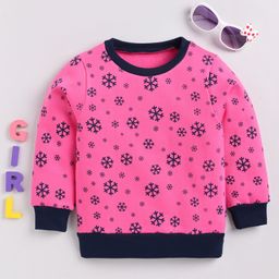 MIMINO Cotton Full Sleeves Abstract Printed Sweatshirt -  Pink-image-1