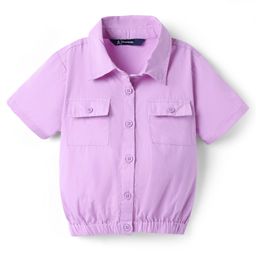 Pine Kids Poplin Woven Half Sleeves Solid Color Top - Lavender-picture-20