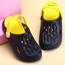 Pine Kids Clogs with Back Strap - Navy Blue & Yellow-picture-24