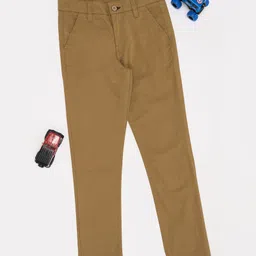 Pantaloons Junior Cotton Spandex Solid Pant - Rust-picture-5