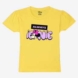 Wear Your Mind Cotton Disney Mickey & Friends Featuring Half Sleeves Minnie Mouse Printed Tee - Yellow-picture-36