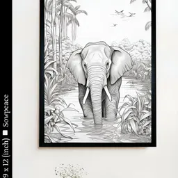 SOWPEACE Black & Grey 1 Piece Canvas Birds and Animals Wall Paintings-image-14