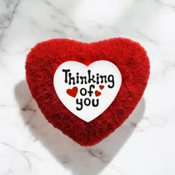 Anikmart Red & White Heart Shape Cushion-image-80