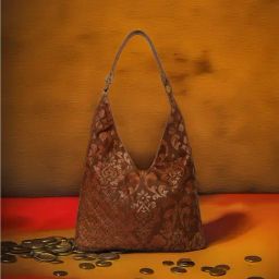 Art N Vintage Luminosa Cognac Leather Floral Large Hobo Handbag-32