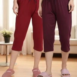 Kryptic Maroon & Red Solid Capris - Pack Of 2-picture-20