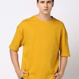 FARROWX Pure Cotton Solid Men Oversized T-shirt-picture-3