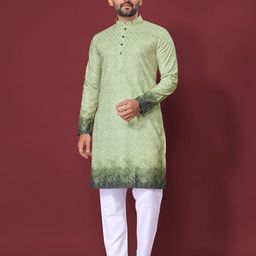 Leipzig Fashion Ethnic Motifs Printed Mandarin Collar Sequinned Straight Kurta-picture-9