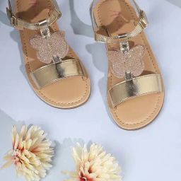 Aria Nica Kids Poppy Gold & Beige Casual Sandals-image-32