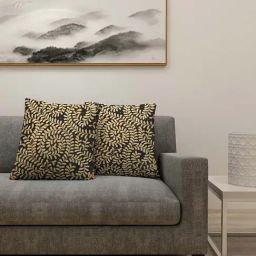 Klotthe Black & Gold Cotton Cushion Covers - Set of 2-image-70