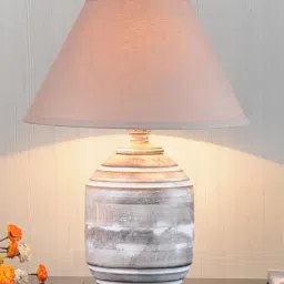 Kapoor E Illuminations Bradbury White Wooden Table Lamp - Set of 1-picture-25