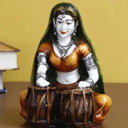 eCraftIndia Rajasthani Lady Playing Tabla Handcrafted Decorative Polyresin Showpiece-29