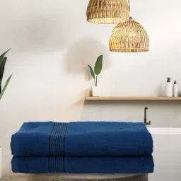 LORENA 100% Cotton Super-Soft Terry Towels -2pc Bath Towel (d`ross) solid-navy blue-image-37