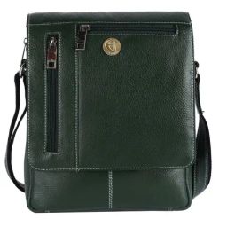 HiLEDER Green Textured Medium Leather 7.5 inch Cross Body Bag-image-75