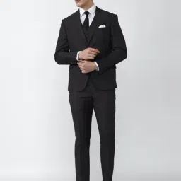 V Dot Black Skinny Fit Three Piece Suit-image-60