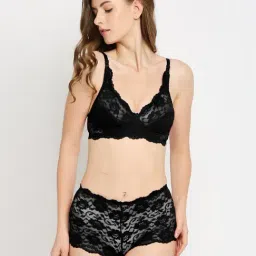 Ira Soleil Black Lace Pattern Lingerie Set-image-11