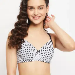 Clovia White Printed Full Coverage Non-Wired T-Shirt Bra-image-57