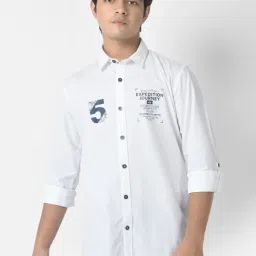 Crimsoune Club Kids White Cotton Printed Full Sleeves Shirt-picture-18