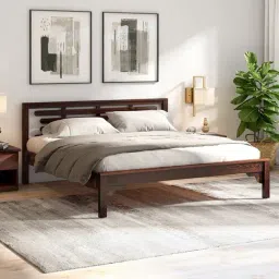Durian Everly Walnut Brown Solid Wood King Bed-image-24