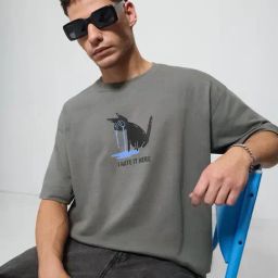 The Souled Store Charcoal Grey Loose Fit Graphic T-Shirt-picture-29