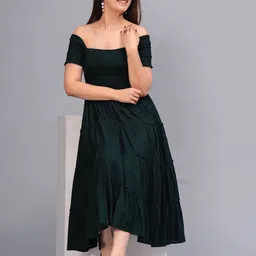 Fmkcreation Women Off-Shoulder Smocked Tiered Fit & Flare Maxi Dress-image-87