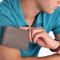 SASSORA ARLO Grey Leather Textured Bi-Fold Wallet-12