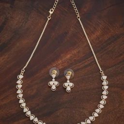 Kushal's Fashion Jewellery White Polished Zircon Necklace & Earring Set-picture-3