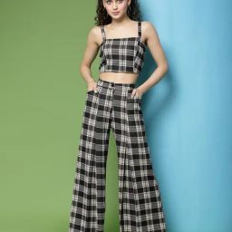 KASSUALLY Brown & White Checks Co-Ord Set-picture-41