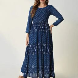 SHOWOFF Navy Printed Kurta-picture-17